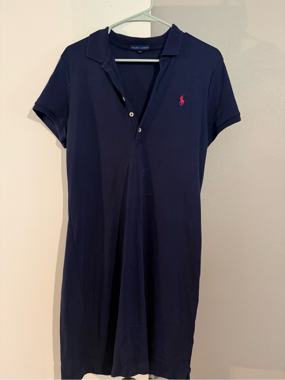Women’s Ralph Lauren Navy Polo Shirt Dress with Pink Logo